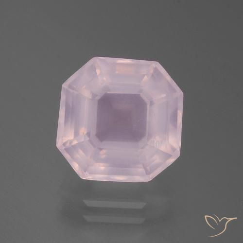 5.41ct 자연스러운 라이트 체리 핑크 로즈 쿼츠, 에메랄드 컷, 투명한