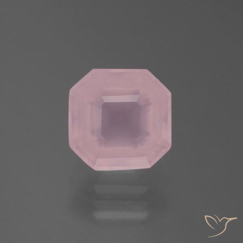 3.50ct 자연스러운 미디엄 로즈 핑크 로즈 쿼츠, 에메랄드 컷, 투명한