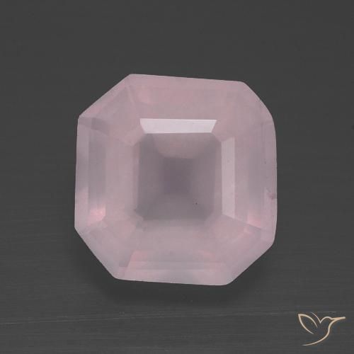 3.29ct 자연스러운 라이트 핑크 로즈 쿼츠, 에메랄드 컷, 투명한