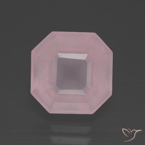 3.91ct 자연스러운 라이트 로즈 핑크 로즈 쿼츠, 에메랄드 컷, 투명한