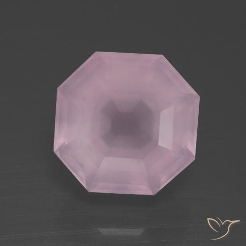 3.71ct 자연스러운 라이트 핑크 로즈 쿼츠, 에메랄드 컷, 투명한