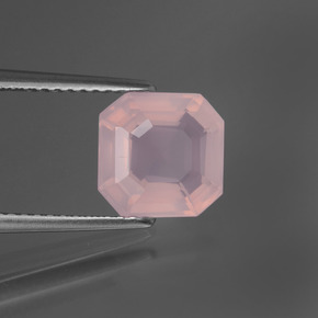2.20캐럿 천연 라이트 핑크 로즈 쿼츠, 에메랄드 컷, 8.4×8.3 mm, 투명한
