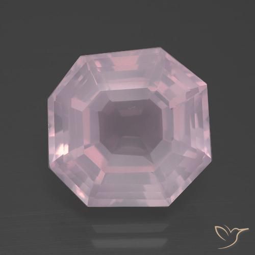 10.19ct 자연스러운 풍선껌 핑크 로즈 쿼츠, 에메랄드 컷, 투명한