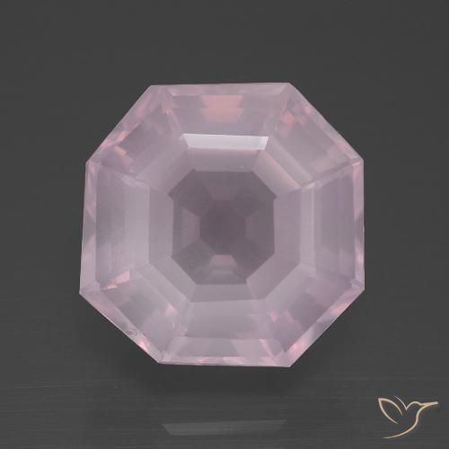10.56ct 자연스러운 풍선껌 핑크 로즈 쿼츠, 에메랄드 컷, 투명한
