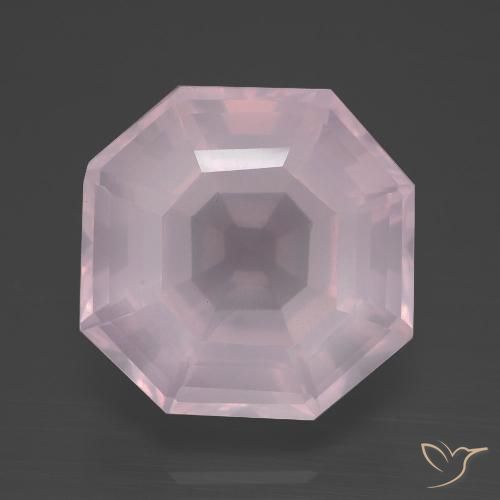 12.21ct 자연스러운 라이트 핑크 로즈 쿼츠, 에메랄드 컷, 투명한