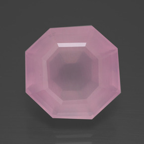12.44캐럿 천연 풍선껌 핑크 로즈 쿼츠, 에메랄드 컷, 14.7×14.4 mm, 투명한