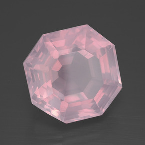 13.25캐럿 천연 라이트 핑크 로즈 쿼츠, 에메랄드 컷, 15.2×14.8 mm, 투명한