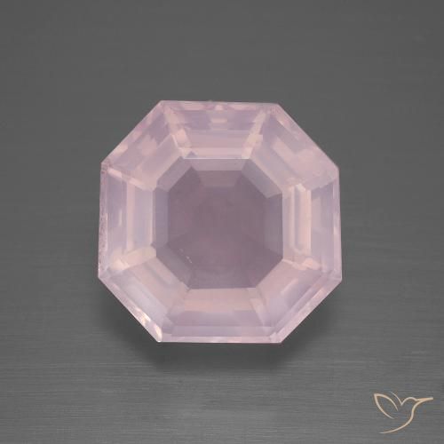 8.93ct 자연스러운 라이트 핑크 로즈 쿼츠, 에메랄드 컷, 투명한