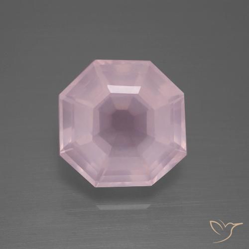 7.53ct 자연스러운 라이트 핑크 로즈 쿼츠, 에메랄드 컷, 투명한