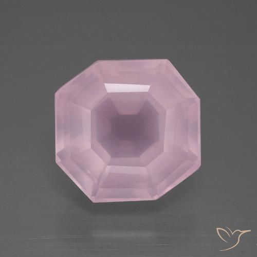 11.85ct 자연스러운 라이트 핑크 로즈 쿼츠, 에메랄드 컷, 투명한