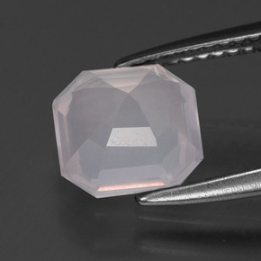 1.98캐럿 천연 매우 연한 핑크 로즈 쿼츠, 에메랄드 컷, 7.9×7.9 mm, 투명한