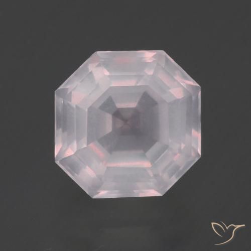 2.86ct 자연스러운 라이트 핑크 로즈 쿼츠, 에메랄드 컷, 투명한