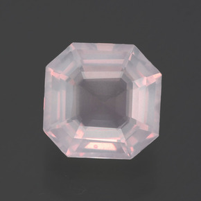 2.31캐럿 천연 매우 연한 핑크 로즈 쿼츠, 에메랄드 컷, 8.5×8.4 mm, 투명한