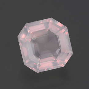 2.31캐럿 천연 매우 연한 핑크 로즈 쿼츠, 에메랄드 컷, 8.5×8.4 mm, 투명한