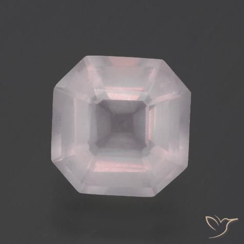 2.99ct 자연스러운 매우 밝은 분홍색 로즈 쿼츠, 에메랄드 컷, 투명한