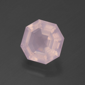3.46캐럿 천연 핑크 로즈 쿼츠, 에메랄드 컷, 9.7×9.6 mm, 투명한