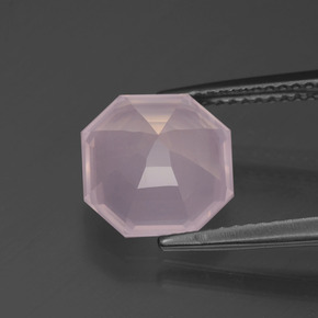 3.46캐럿 천연 핑크 로즈 쿼츠, 에메랄드 컷, 9.7×9.6 mm, 투명한