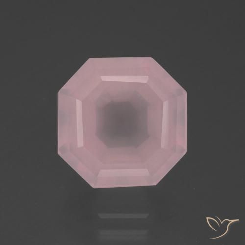 6.04ct 자연스러운 미디엄 핑크 로즈 쿼츠, 에메랄드 컷, 투명한