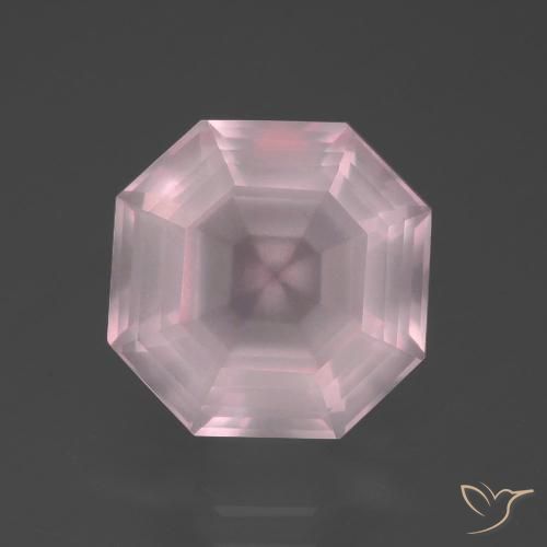 6.19ct 자연스러운 라이트 로즈 핑크 로즈 쿼츠, 에메랄드 컷, 투명한