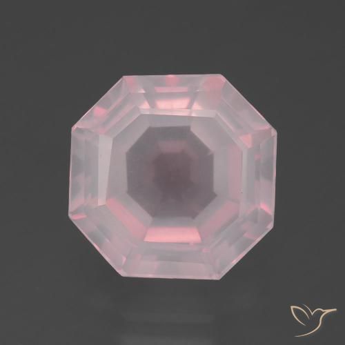 5.96ct 자연스러운 로즈 핑크 로즈 쿼츠, 에메랄드 컷, 투명한