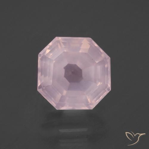 4.39ct 자연스러운 라이트 핑크 로즈 쿼츠, 에메랄드 컷, 투명한