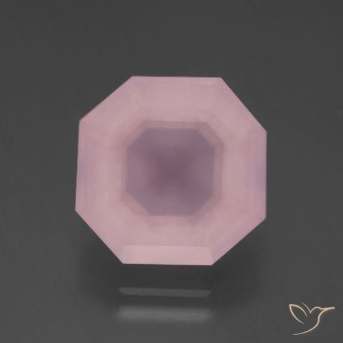 6.75캐럿 천연 미디엄 로즈 핑크 로즈 쿼츠, 에메랄드 컷, 12.3×12.2 mm, 투명한
