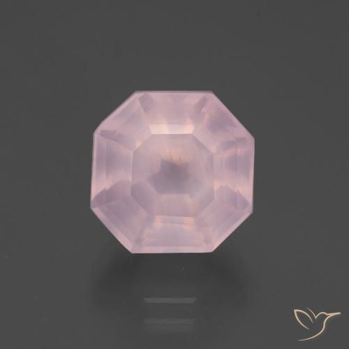 6.34ct 자연스러운 풍선껌 핑크 로즈 쿼츠, 에메랄드 컷, 투명한