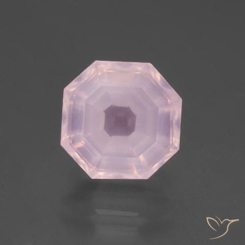 6.47ct 자연스러운 풍선껌 핑크 로즈 쿼츠, 에메랄드 컷, 투명한