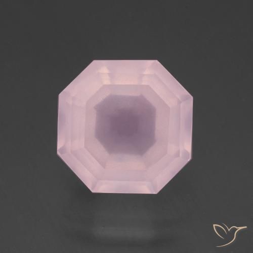 7.76ct 자연스러운 풍선껌 핑크 로즈 쿼츠, 에메랄드 컷, 투명한
