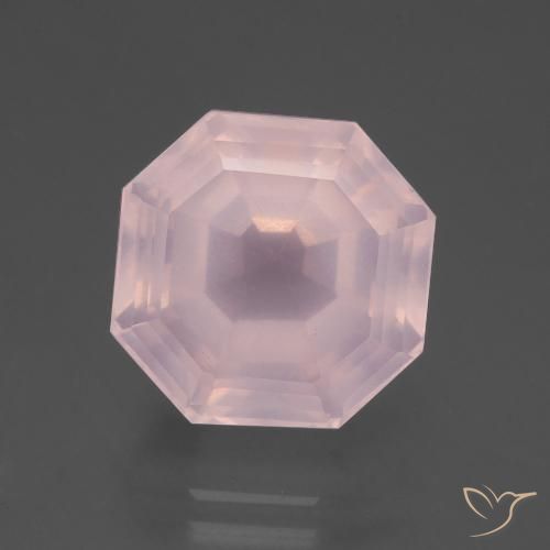 9.82ct 자연스러운 라이트 로즈 핑크 로즈 쿼츠, 에메랄드 컷, 투명한