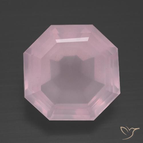 7.95ct 자연스러운 풍선껌 핑크 로즈 쿼츠, 에메랄드 컷, 투명한