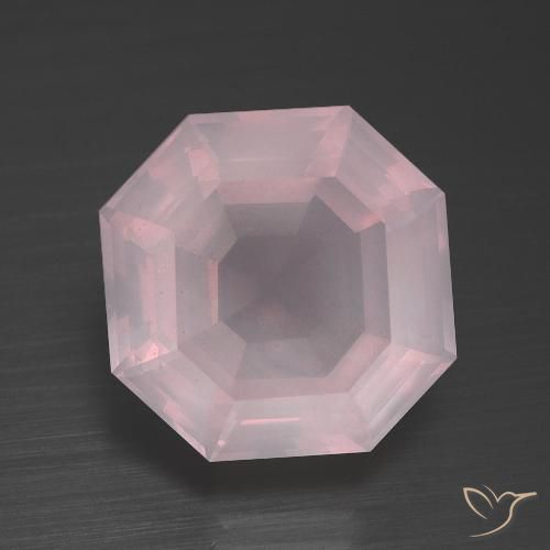 9.38ct 자연스러운 풍선껌 핑크 로즈 쿼츠, 에메랄드 컷, 투명한