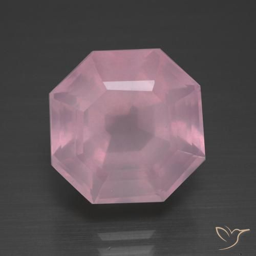10.63ct 자연스러운 로즈 핑크 로즈 쿼츠, 에메랄드 컷, 투명한
