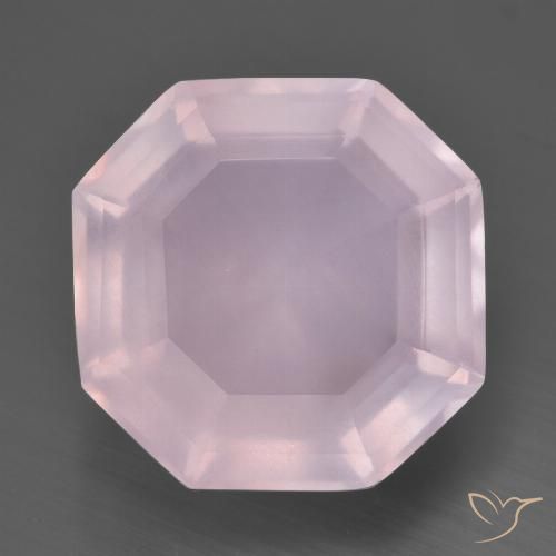 12.64ct 자연스러운 라이트 핑크 로즈 쿼츠, 에메랄드 컷, 투명한