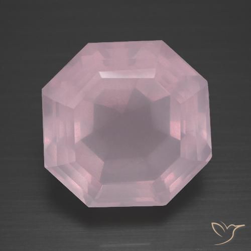 13.57캐럿 천연 풍선껌 핑크 로즈 쿼츠, 에메랄드 컷, 14.1×14.1 mm, 투명한