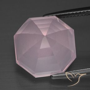 13.57캐럿 천연 풍선껌 핑크 로즈 쿼츠, 에메랄드 컷, 14.1×14.1 mm, 투명한
