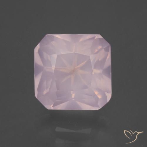 4.06ct 자연스러운 라이트 핑크 로즈 쿼츠, 에메랄드 컷, 투명한