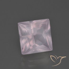 4.68캐럿 천연 라이트 핑크 로즈 쿼츠, 스퀘어, 9.9×9.8 mm, 투명한