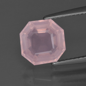 2.79캐럿 천연 미디엄 로즈 핑크 로즈 쿼츠, 에메랄드 컷, 8.6×8.5 mm, 투명한