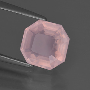 2.79캐럿 천연 미디엄 로즈 핑크 로즈 쿼츠, 에메랄드 컷, 8.6×8.5 mm, 투명한