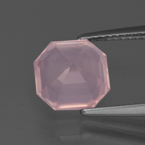 2.79캐럿 천연 미디엄 로즈 핑크 로즈 쿼츠, 에메랄드 컷, 8.6×8.5 mm, 투명한