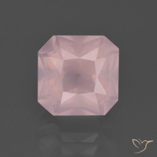 4.41ct 자연스러운 미디엄 핑크 로즈 쿼츠, 에메랄드 컷, 투명한