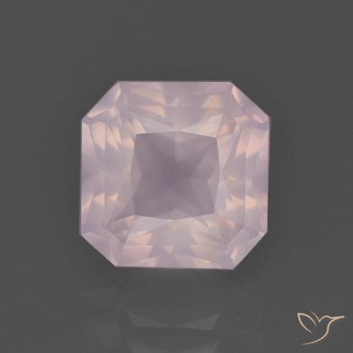 4.41ct 자연스러운 라이트 로즈 핑크 로즈 쿼츠, 에메랄드 컷, 투명한