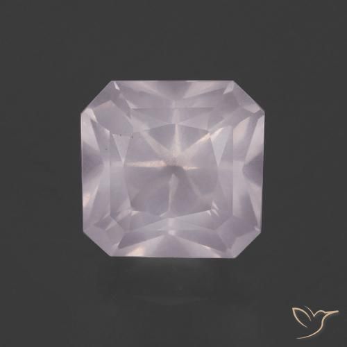 3.88ct 자연스러운 매우 밝은 분홍색 로즈 쿼츠, 에메랄드 컷, 투명한