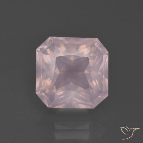 5.31ct 자연스러운 라이트 로즈 핑크 로즈 쿼츠, 에메랄드 컷, 투명한
