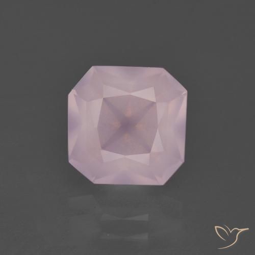3.02캐럿 천연 풍선껌 핑크 로즈 쿼츠, 에메랄드 컷, 8.8×8.7 mm, 투명한