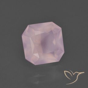 3.02캐럿 천연 풍선껌 핑크 로즈 쿼츠, 에메랄드 컷, 8.8×8.7 mm, 투명한