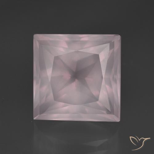 6.71ct 자연스러운 라이트 로즈 핑크 로즈 쿼츠, 정사각형, 투명한