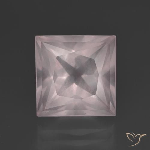 5.46ct 자연스러운 매우 밝은 분홍색 로즈 쿼츠, 정사각형, 투명한