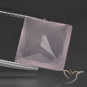 5.56캐럿 천연 라이트 핑크 로즈 쿼츠, 스퀘어, 10.5×10.5 mm, 투명한